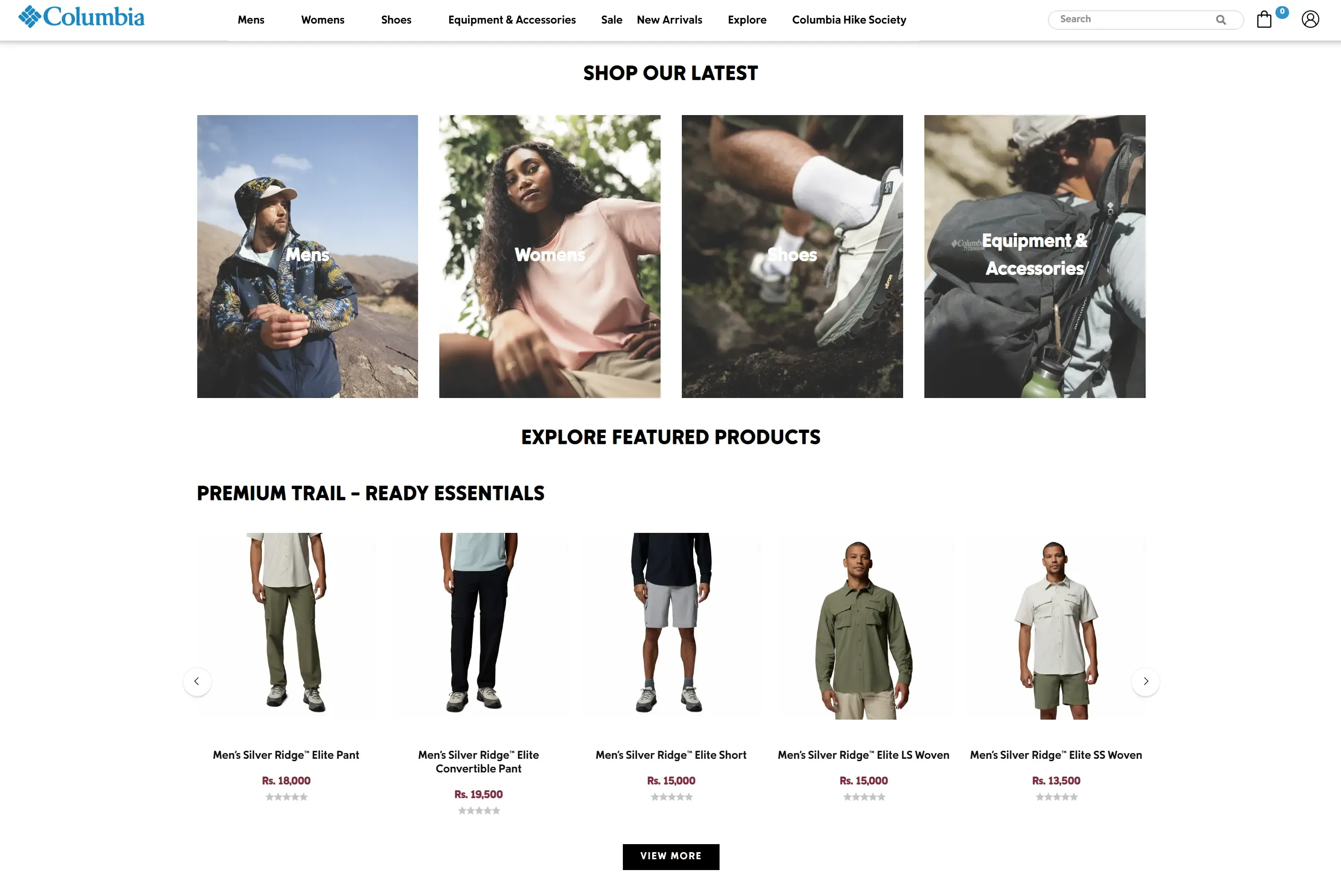 Columbia Sportswear Nepal website, 1 of 3