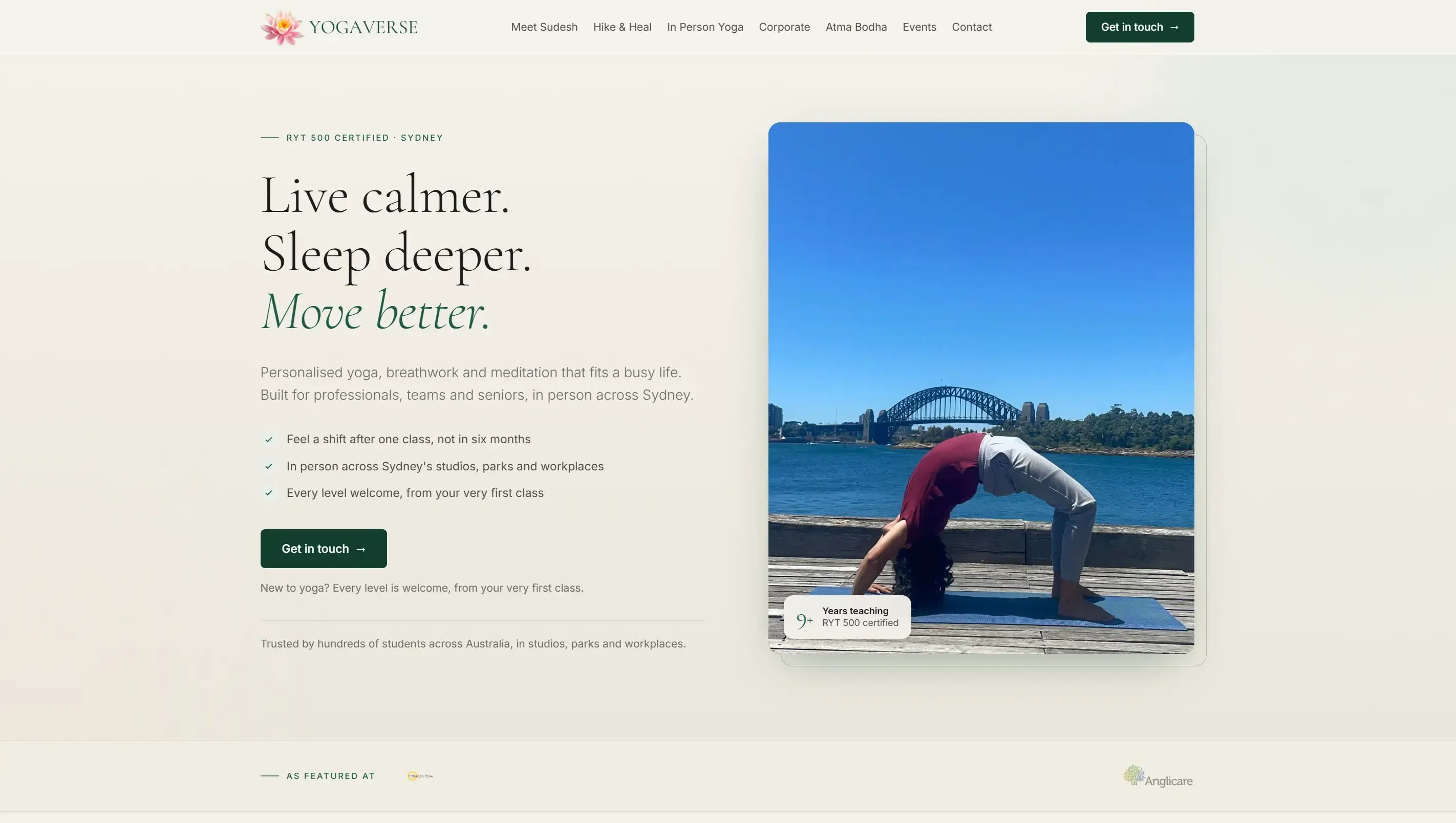 Yogaverse website, 1 of 3