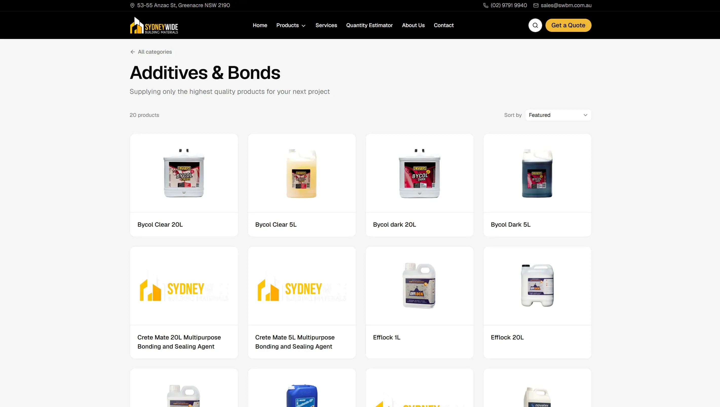 Sydney Wide Building Materials website, 2 of 4