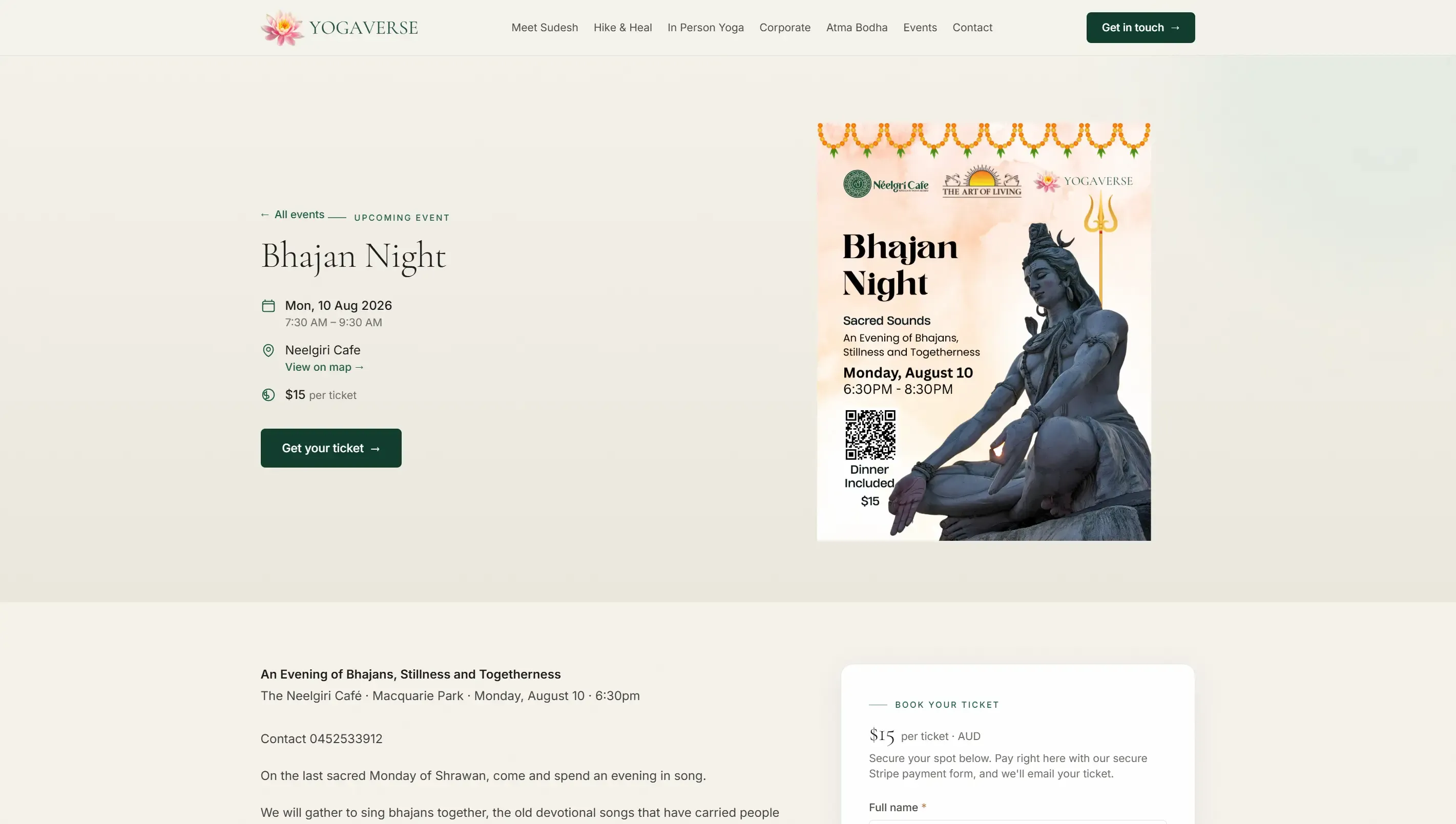 Yogaverse website, 3 of 3