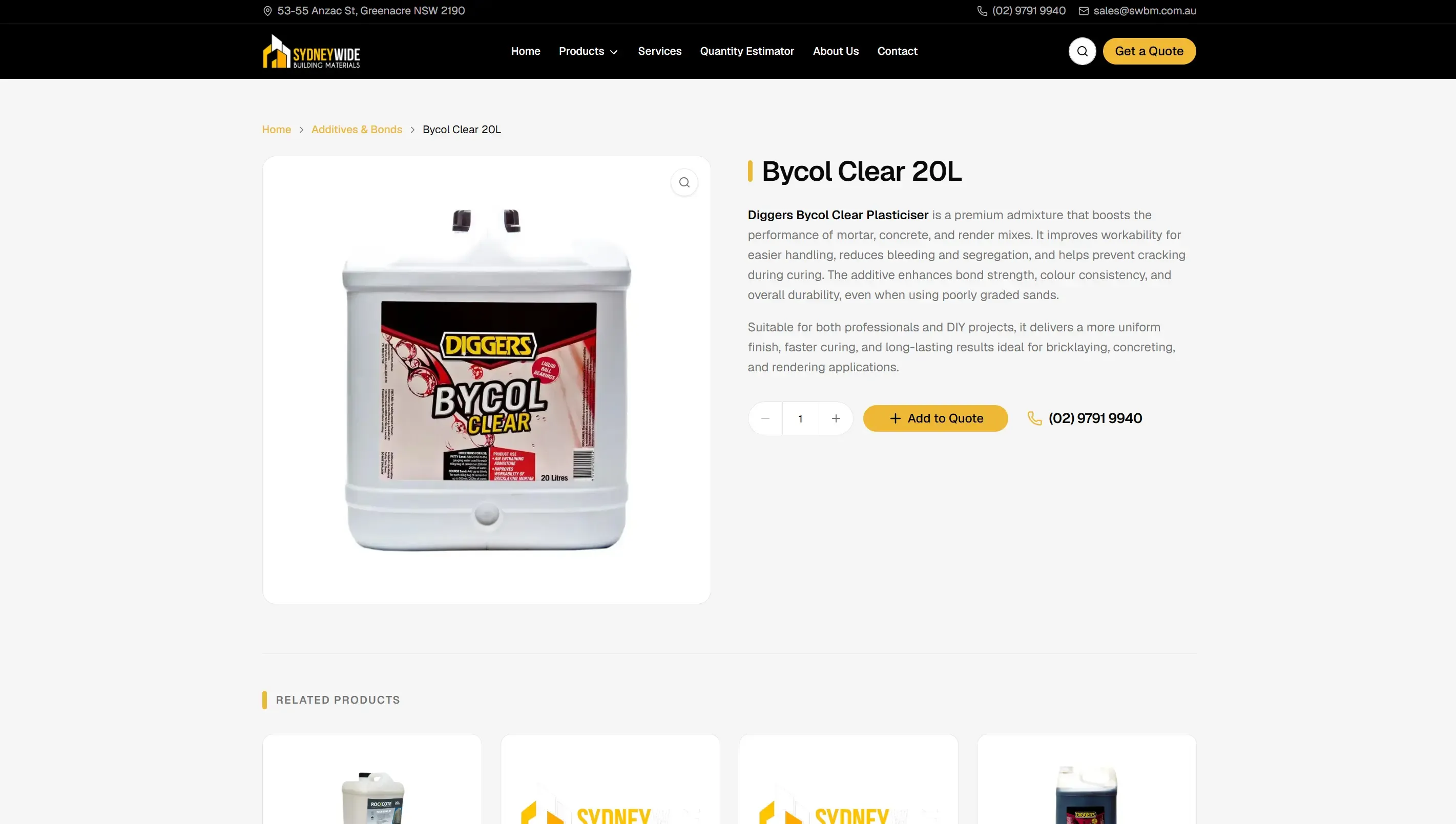 Sydney Wide Building Materials website, 3 of 4