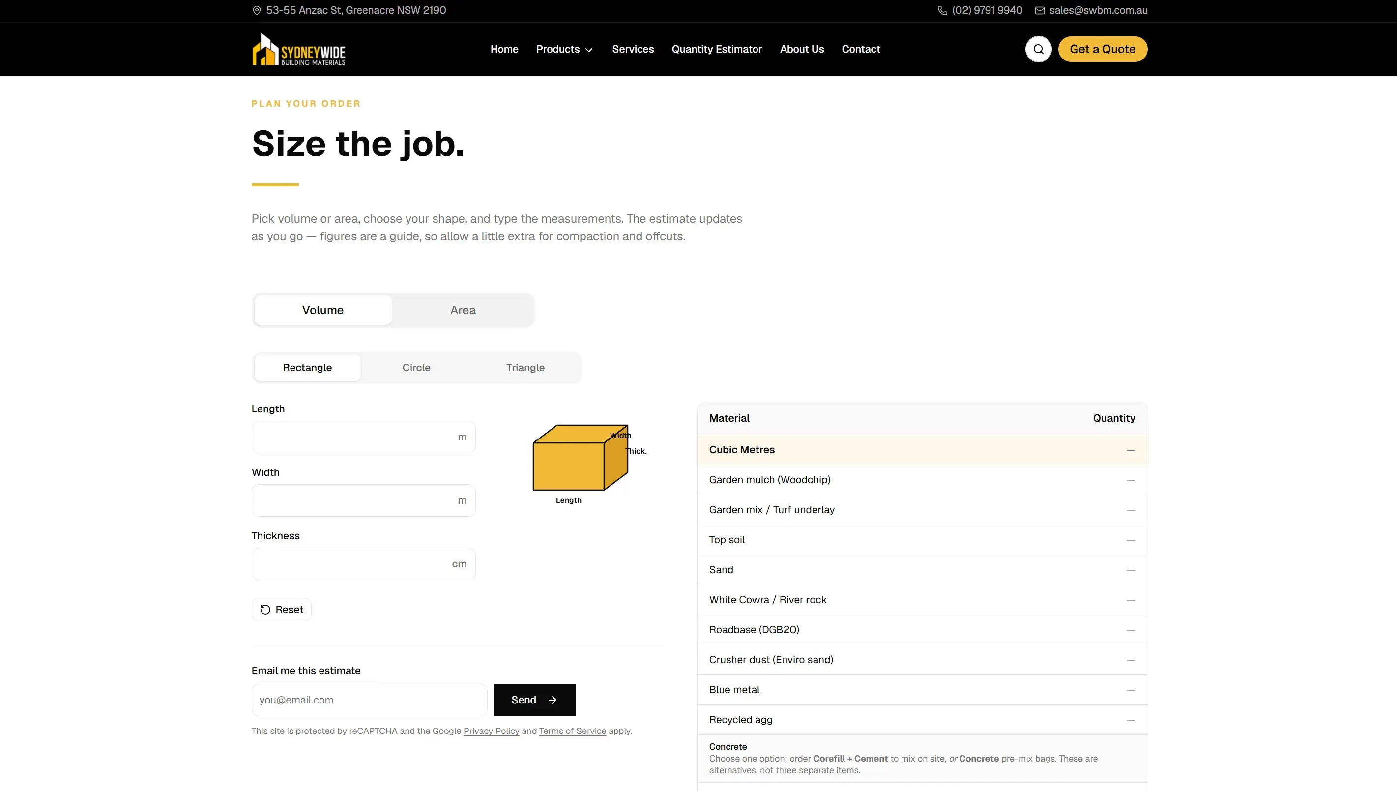 Sydney Wide Building Materials website, 4 of 4
